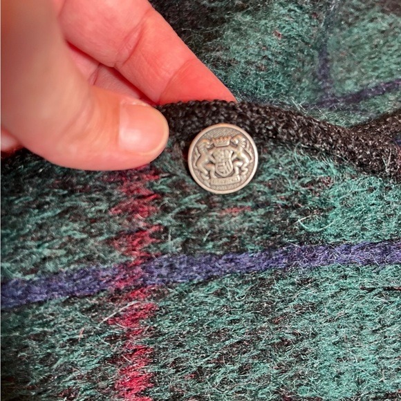 Vintage 60s Jantzen Wool & Mohair Cardigan Green Blue Plaid Grunge Kurt Cobain L - Picture 6 of 10